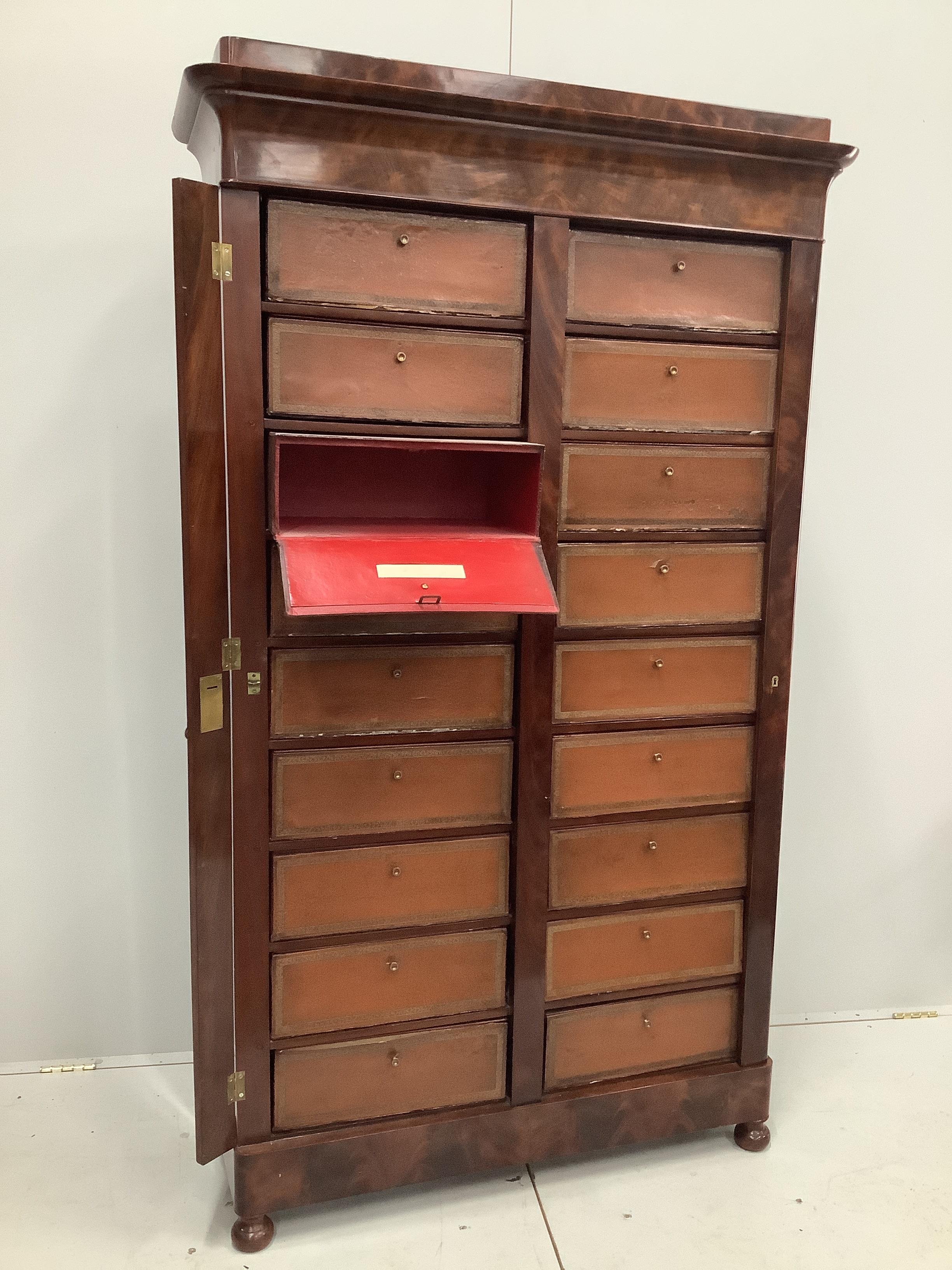 A 19th century French mahogany notary's cabinet, width 106cm, depth 37cm, height 182cm